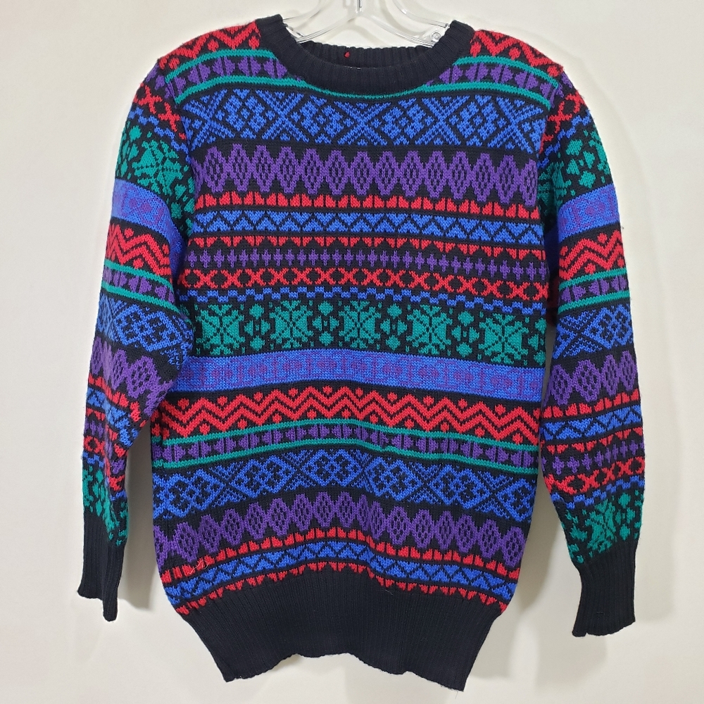 Vintage Meister 100% wool vibrant colored biggie sweater‎ woman's size small
